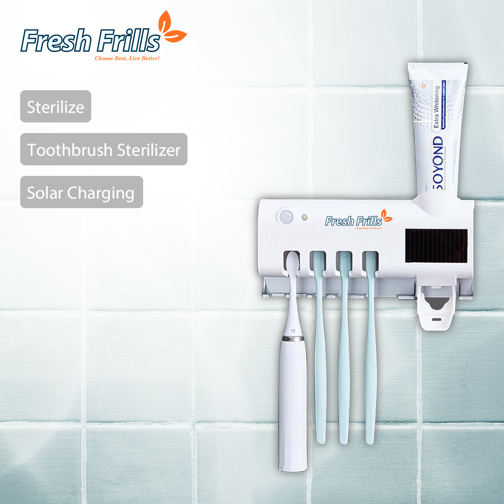 Solar Charging Infrared Toothbrush Sterilizer with Automatic Toothpaste Dispenser Magnetic Suction Cup - Image 5